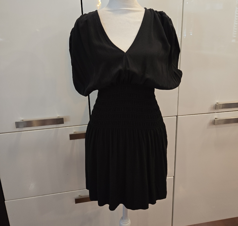 Rails Sierra Black Mini Dress Smocked Womens Size Small - Picture 3 of 9